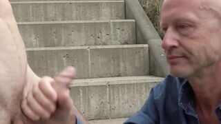 Outdoor Bareback Romance Between Daddy And Stud