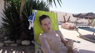 Amateur Pool Party Jerk-Off Session with Hot Blonde Babe