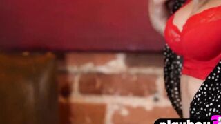 Blonde boss Ora Young teasing inside beauty red lingeire and showing her nice body