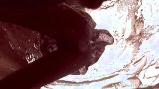Blonde hot Okuneva bald twat underwater swimming