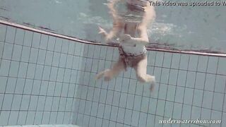 Blonde hot Okuneva bald twat underwater swimming