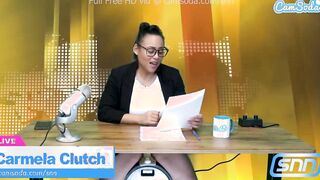 sexy Hispanic news anchor masturbation on air