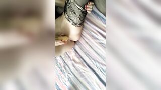 Nailed my cunt and anus with two bananas - real orgasm