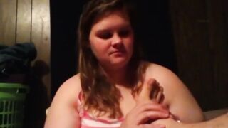 Adorable Blonde Fiance Blowing Feet & Foot