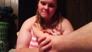 Adorable Blonde Fiance Blowing Feet & Foot
