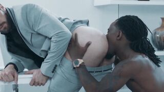 Black Stud Rimming White Guy in Hardcore Anal Sex