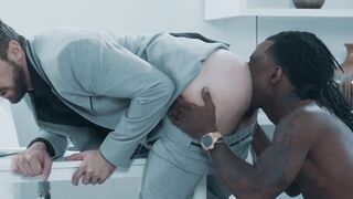 Black Stud Rimming White Guy in Hardcore Anal Sex