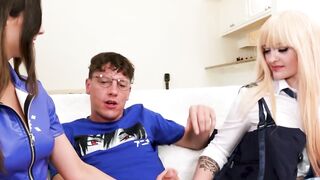 Dream Team - Two Hot Babes Satisfying A Hung Stud's Fantasy