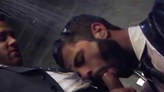 Businessmen Raw Rimjob Threesome with Hunk Logan Moore