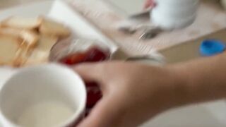 Blond Bombshell Gives A Wild Morning-Blast Oral Job On The Table