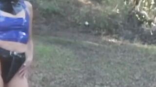 Outdoor Lesbian Sex Adventure - Latex-Clad Bombshell Fucks Her Girlfriend