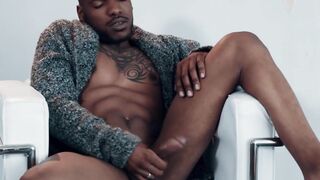 Black Gay Porn Star's Big Black Dick Stroking Masturbation Session