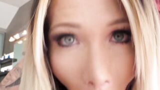 Tattooed Babe Ava Stone Gives Blowjob & Swallows Big Load - Point Of View