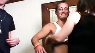 Amateur Goddess Destroyed In Threesome Blowjob Session" or "3some Siren Stuns With Her Skills On Three Guys' Dicks!