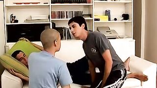 Three's Company - Two Twinks Double Penetrate Bald Dude