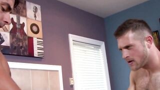 Thick-Dicked Buddy's Spunk Filled Facial After Hardcore Anal Triple Play!