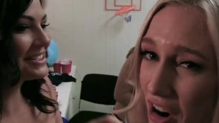Threesome FFM - Busty Blonde Teen Sucks & Rides Big Dick Before Facial
