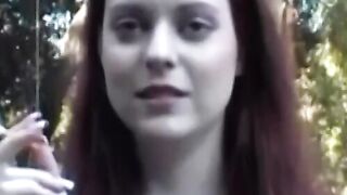 Redheaded Smoking Vixen Goes Latex in Behind-the Scenes