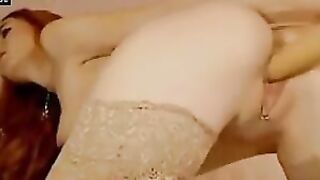 Hot MILF In Stocking Fetish Gives A Sensual Dildo Ride