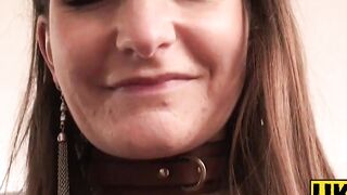 UK'S Biggest Boobed BDSM Slut Gets Leashed And Fucked Hard By Dominant Master