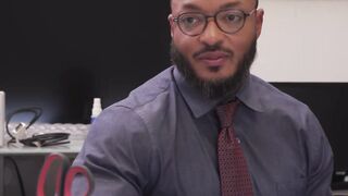 Boss Lady's Knee Job - Crossdresser Sucks Boss Off in Office