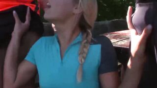 Three's Company - Hiking Babe Gets Double Penetrated By Two Stud Muffins