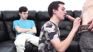 Three's Company - Taboo Threesome With Twink Boys And A Hot Blowjob
