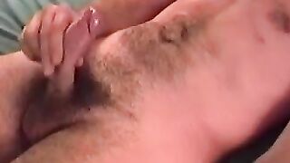 Hairy Twinks Solo Stroke - Close-up View of Hunk's Long Dick