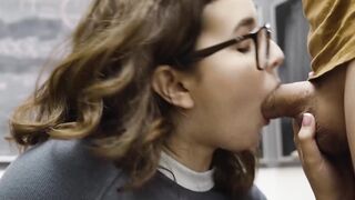 college girl #LeaLoving Sucks Her Study Buddy's Dick While Studying For Exams