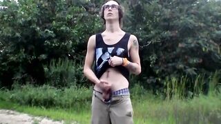 Outdoors Piss & Mastubate Threesome With Hunks