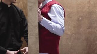 Hot Seminary Student Gives Blow Job to His Superior in Confessional Booth