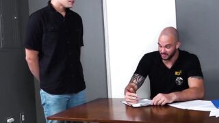 Tatted Up Officer Rimmed Hard By His Prisoner In Cell" or "Rough And Raw Anal Sex With A Cop For This Criminal Guy!