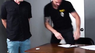 Tatted Up Officer Rimmed Hard By His Prisoner In Cell" or "Rough And Raw Anal Sex With A Cop For This Criminal Guy!