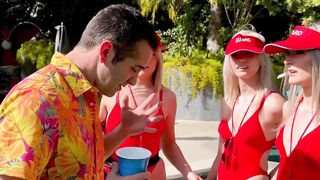 Four-Way Frenzy #4 - Hot Blonde Bombshells Share Their Lifegaurd Hunk In A Wild Orgy