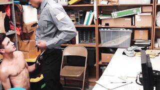 Black Security Guard VS Latin Shoplifting Babe in Hot Lesbian Threesome