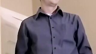 Twinks-Glasses" - Fashionable Glasses Wearing Teen Jerking Off On Leather Sofa With Orgasmic Conclusion