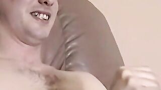 Twinks-Glasses" - Fashionable Glasses Wearing Teen Jerking Off On Leather Sofa With Orgasmic Conclusion
