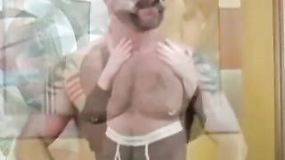 Masked Hairy Stud Gets Skilled Gay Blow Job From Older Guy