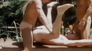 Retro Muscle Hunk Barebacks Threesome - Raw Anal Action