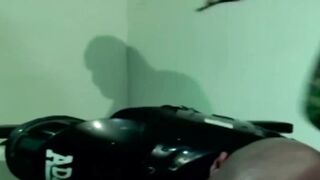 Fitness Freak Catwoman Lifts Weights In Leather Outfit