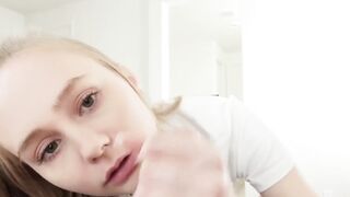 Sister Loves Step-Brothers Big Dick! Petite Blonde Riding Him Hard & Deep