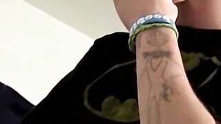 Ink-Skin Thin Guy Jerks Off While Smoking - Hot Amateur Masturbation