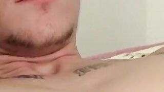 Ink-Skin Thin Guy Jerks Off While Smoking - Hot Amateur Masturbation