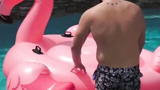 Bare-Assed Poolside Fuck Fest Featuring Hot Muscular Guys