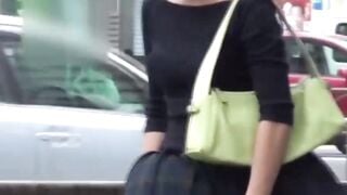 Wind Blows Up Skirt of Sexy JAV Babe in Public - homemade