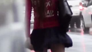 Wind Blows Up Skirt of Sexy JAV Babe in Public - homemade