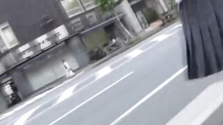 Wind Blows Up Skirt of Sexy JAV Babe in Public - homemade