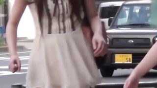 Wind Blows Up Skirt of Sexy JAV Babe in Public - homemade