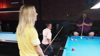 Billards Babe - Big Dick Blowjob & Pounding by Huge Dildo in Pool Room