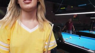Billards Babe - Big Dick Blowjob & Pounding by Huge Dildo in Pool Room